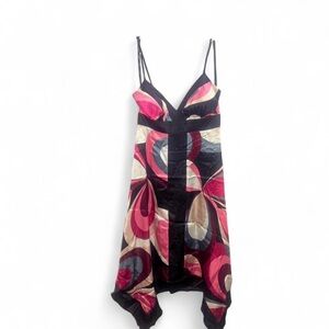SOLD - Vintage Pink & Black Abstract Print Spaghetti Strap Dress